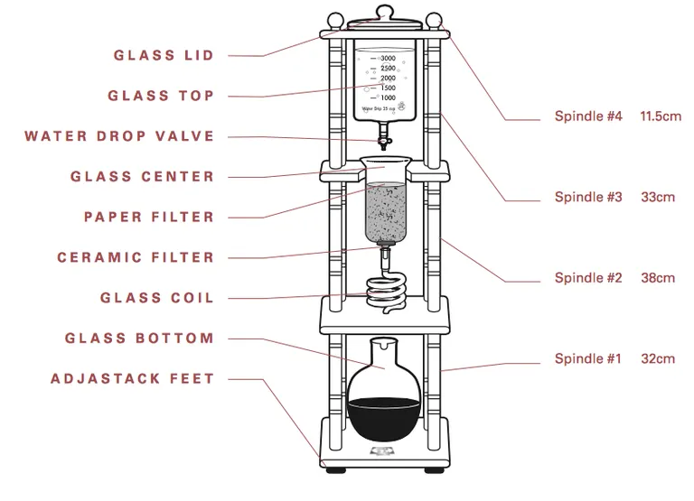 Yama Glass 25 Cup Cold Drip Maker Curved Brown Wood Frame -2090