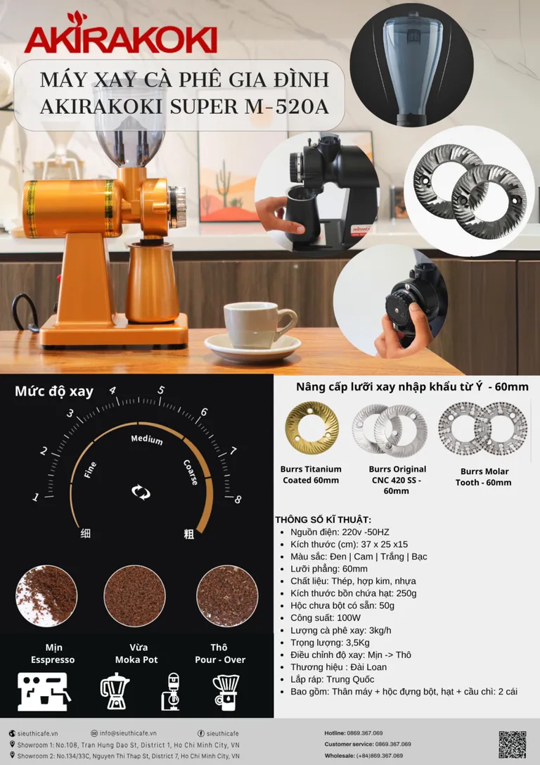 Akirakoki Electric Grinder Super M-520A Black - Orange